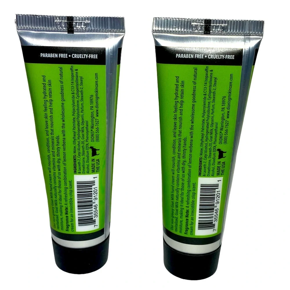DIONIS GOAT‎ MILK SKINCARE VERBENA & CREAM HAND CREAM 1 OZ x2